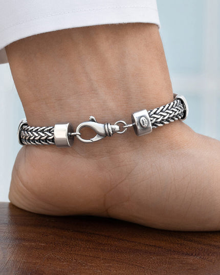 Napoli Vibes Bracelet – 925 Sterling Silver Italian Chain with Braided Links, Unisex