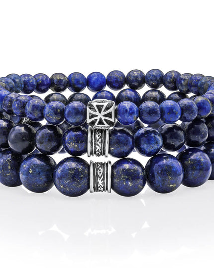 Lapis Lazuli Bracelet – Natural or Dyed Deep Blue Gemstone with Pyrite Flecks, 925 Sterling Silver, Unisex