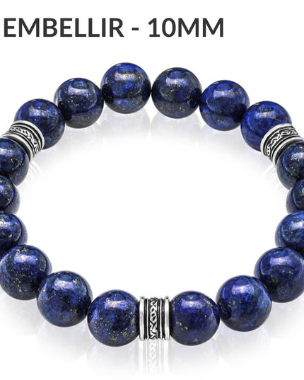 Lapis Lazuli Bracelet – Natural or Dyed Deep Blue Gemstone with Pyrite Flecks, 925 Sterling Silver, Unisex