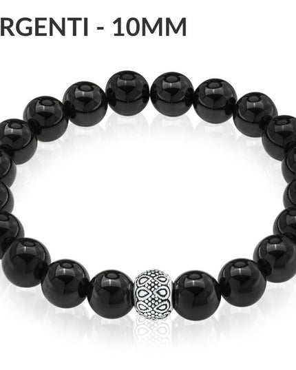 Onyx Beads Bracelet – Elegant Unisex 925 Sterling Silver Beaded Jewelry, 6/8/10MM, Gemstone Bracelet for Men & Women