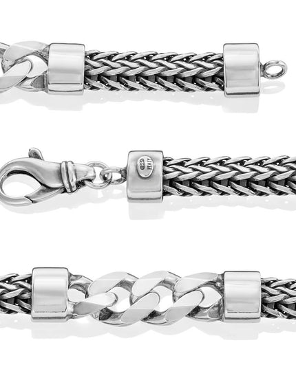 Napoli Vibes Bracelet – 925 Sterling Silver Italian Chain with Braided Links, Unisex