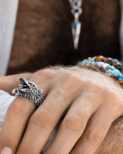 Wild Vulture Eagle Ring – 925 Sterling Silver Men’s Statement Ring, Handmade Symbol of Power & Grace