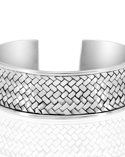 Silver Magic Braided Cuff Bracelet – Solid 925 Sterling Silver, Unisex, 22mm Width, Adjustable 6.2" to 8.5" Wrist