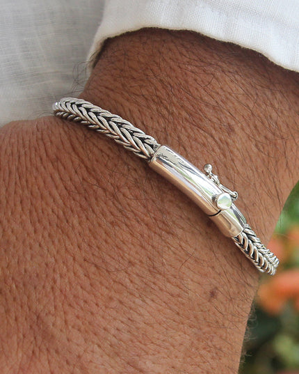 Slithering Silver 925 Sterling Silver Bracelet – 4mm Thick, Double-Lock, Sizes 7–10, Made in Thailand