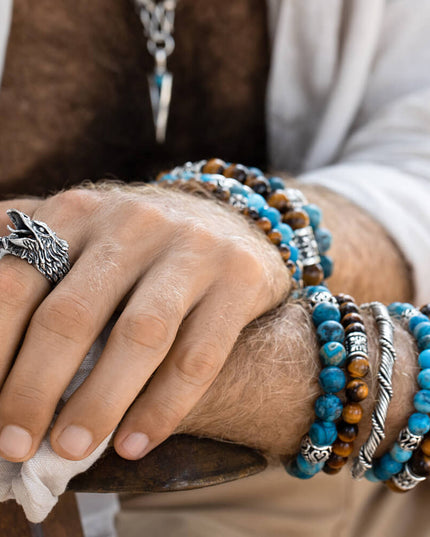 Blue Lace Agate Gemstone Bracelet – Sterling Silver, 8mm & 10mm Beads, Unisex (S–XL)