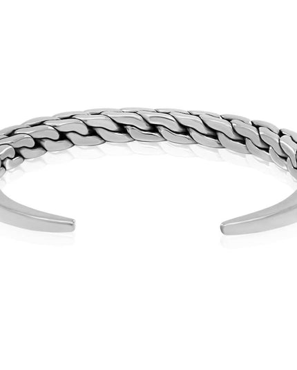 Silver Vector 925 Sterling Silver Unisex Cuff Bracelet – 6.5mm Wide, 49g, Free Size, Made in Thailand