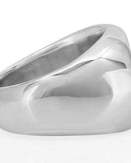 Heavy O Signet Ring – Solid 925 Sterling Silver Men’s Oval Ring, 16.5mm Wide