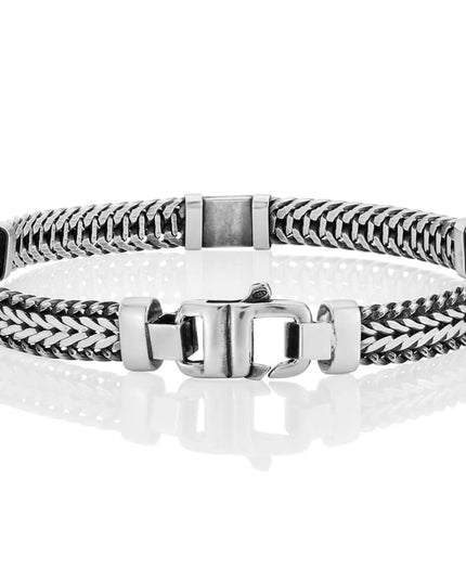 Milan at Night Italian 925 Sterling Silver & Onyx Bracelet – 7.5mm, 17–20g, Sizes 7–10, Lobster Lock