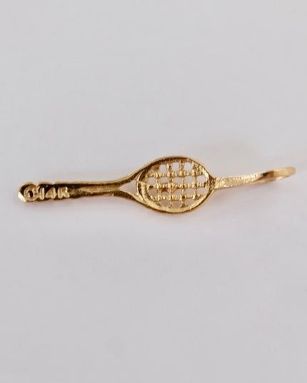 14K Gold Tennis Racket Charm – Vintage Sports Jewelry Pendant for Bracelets & Necklaces