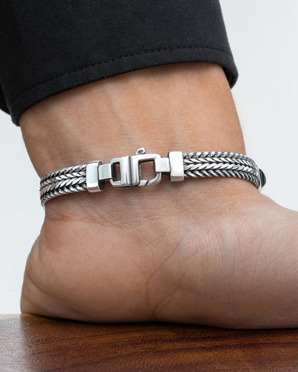 Milan at Night Italian 925 Sterling Silver & Onyx Bracelet – 7.5mm, 17–20g, Sizes 7–10, Lobster Lock