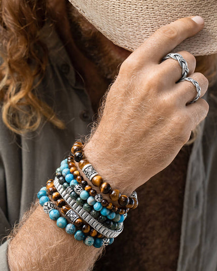 Blue Lace Agate Gemstone Bracelet – Sterling Silver, 8mm & 10mm Beads, Unisex (S–XL)