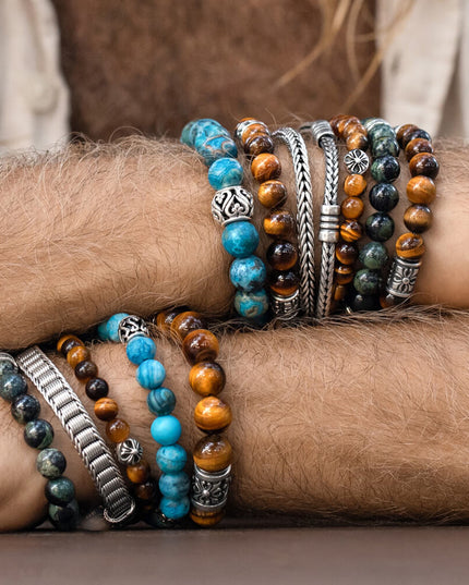 Blue Lace Agate Gemstone Bracelet – Sterling Silver, 8mm & 10mm Beads, Unisex (S–XL)