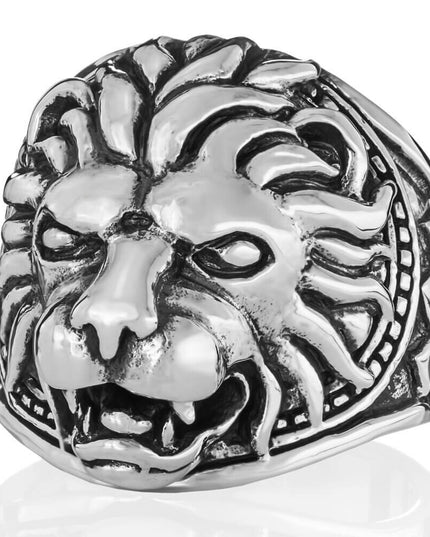 Wild King 925 Sterling Silver Lion Ring – 26mm Wide, Heavy 26–29g, Sizes 7–15, Made in Thailand