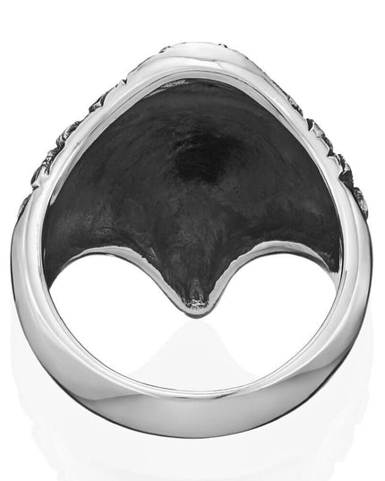 King of Birds Ring – Eagle Design, 925 Sterling Silver with Black Onyx, Sizes 7-15, 34mm Wide
