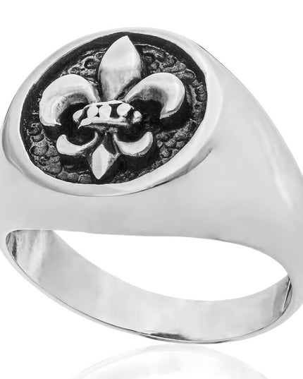 Fleur-de-Lis 925 Sterling Silver Ring – 13mm Design, Unisex, Sizes 7–15, Made in Thailand
