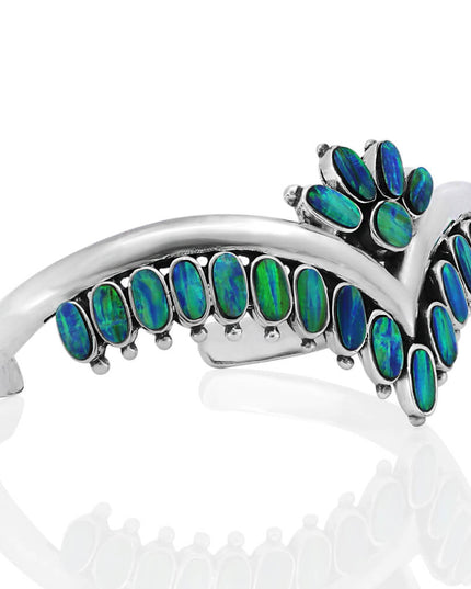 Blue Crown Cuff Bracelet – Sterling Silver with Genuine Blue Opals