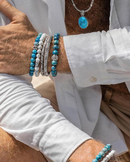 Blue Lace Agate Gemstone Bracelet – Sterling Silver, 8mm & 10mm Beads, Unisex (S–XL)