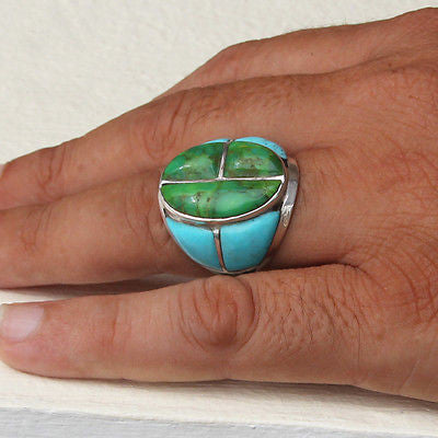Green Turquoise Mohave Ring – Solid 925 Sterling Silver Statement Jewelry