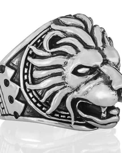 Wild King 925 Sterling Silver Lion Ring – 26mm Wide, Heavy 26–29g, Sizes 7–15, Made in Thailand