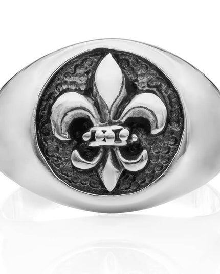 Fleur-de-Lis 925 Sterling Silver Ring – 13mm Design, Unisex, Sizes 7–15, Made in Thailand