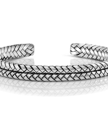Two Line Cuff Bracelet – Solid 925 Sterling Silver Unisex Design