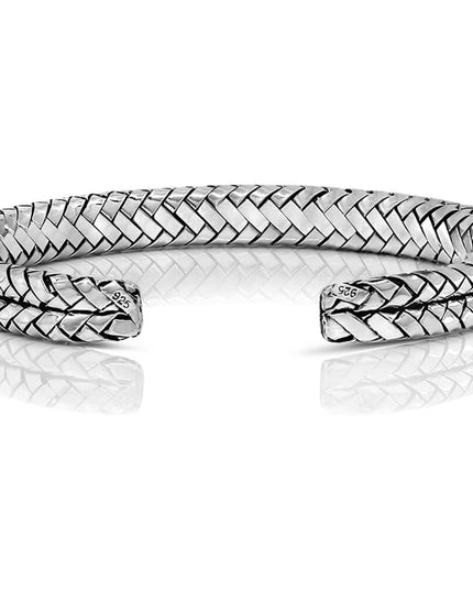 Two Line Cuff Bracelet – Solid 925 Sterling Silver Unisex Design