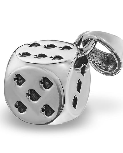 Lucky Dice 925 Sterling Silver Pendant – 12mm Cube, 9g, Made in Thailand