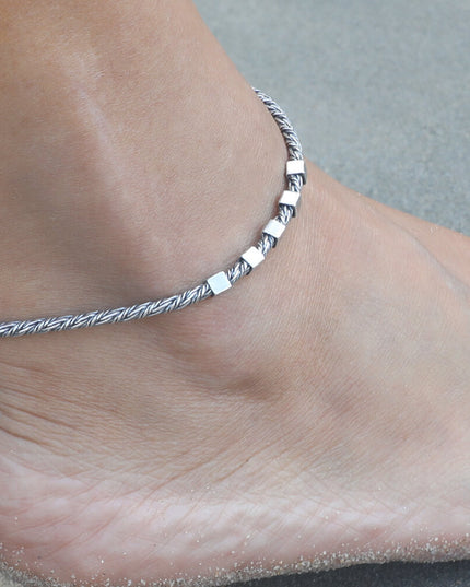 Feminine Genoa Bracelet or Anklet – 925 Sterling Silver Italian Silver Jewelry, 7–10 Inch, Handmade Gift Included