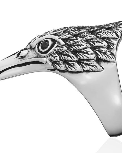 King of Birds Ring – Eagle Design, 925 Sterling Silver with Black Onyx, Sizes 7-15, 34mm Wide