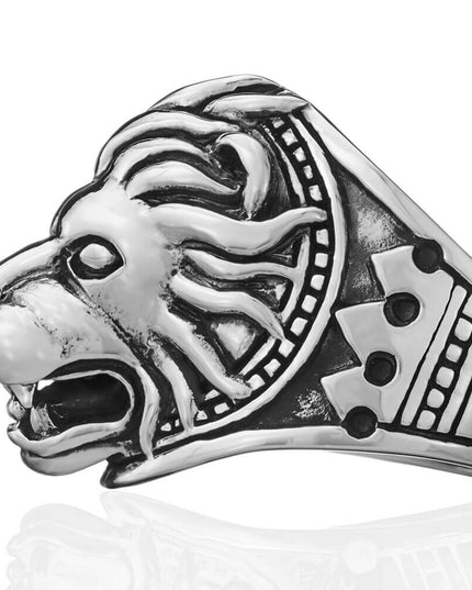 Wild King 925 Sterling Silver Lion Ring – 26mm Wide, Heavy 26–29g, Sizes 7–15, Made in Thailand