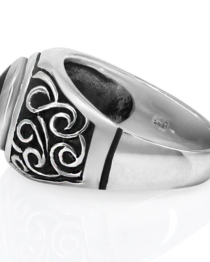 Eye of Ra 925 Sterling Silver Ring with Black Onyx – Wide 16mm Band, Sizes 9–14, Made in Thailand