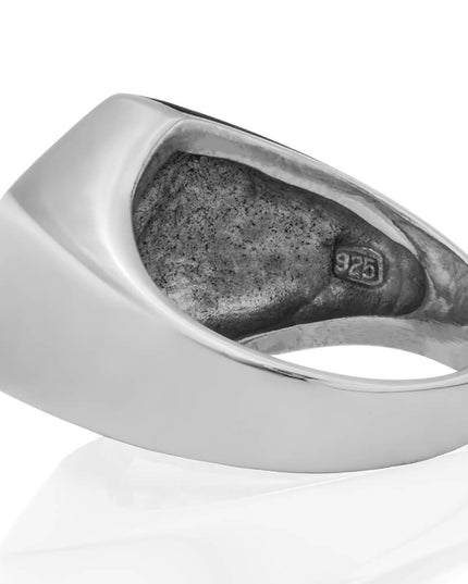 Hexagon Signet 925 Sterling Silver Ring – 20x18mm, Sizes 7–15, Made in Thailand