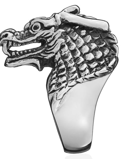 Dragon Fury Ring – 925 Sterling Silver Black Onyx Men’s Ring, Bold 29mm Width, Sizes 7–15