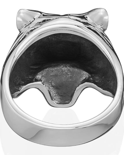 Silver Tiger Ring – Solid 925 Sterling Silver, Bold Unisex Statement Ring, Sizes 7–15, Made in Thailand
