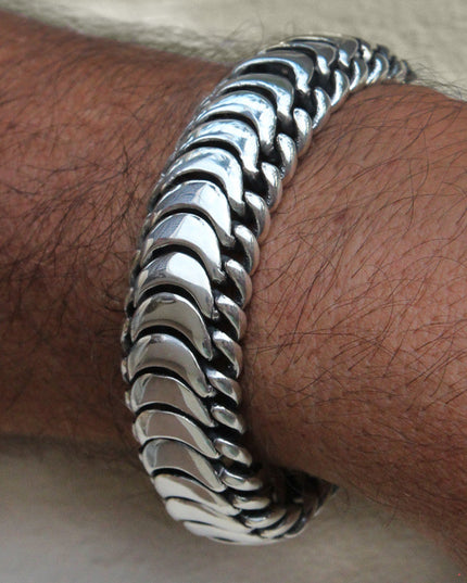 Snake Scales Heavy Bracelet – 925 Sterling Silver Men’s Cuff