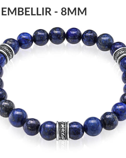 Lapis Lazuli Bracelet – Natural or Dyed Deep Blue Gemstone with Pyrite Flecks, 925 Sterling Silver, Unisex