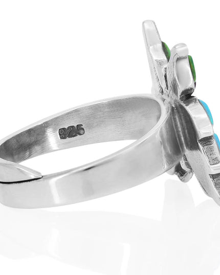 Handmade Sterling Silver Butterfly Ring – Adjustable, Blue Opal or Colorful Gemstones
