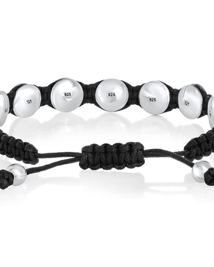 One Love 925 Sterling Silver & Cotton Thread Bracelet – Adjustable Unisex Design, Sizes S/M & L/XL, Made in Thailand