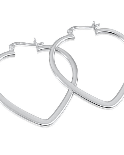 Sterling Hearts Hoop Earrings – 925 Sterling Silver, 39mm x 41mm, Latch Back, Lightweight Pair for Women
