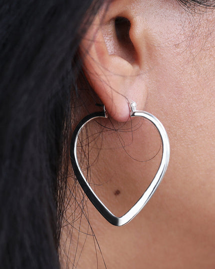 Sterling Hearts Hoop Earrings – 925 Sterling Silver, 39mm x 41mm, Latch Back, Lightweight Pair for Women