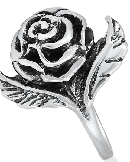Rose Ring – 925 Sterling Silver 3D Floral Ring for Women, Elegant Adjustable Band Jewelry