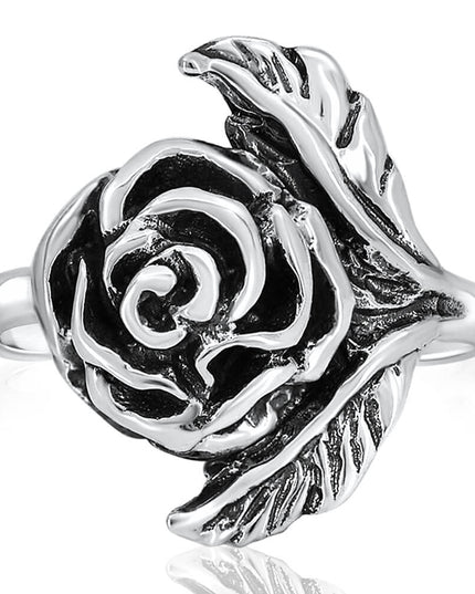 Rose Ring – 925 Sterling Silver 3D Floral Ring for Women, Elegant Adjustable Band Jewelry