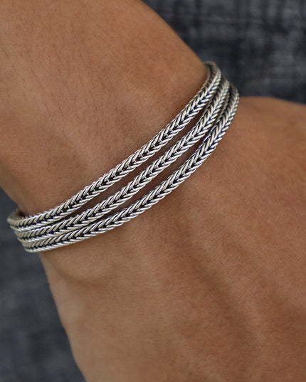 The Trinity 925 Sterling Silver Braided Bracelet – 9mm Wide, 27–44g, Unisex, Made in Thailand
