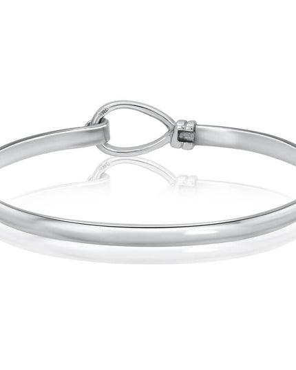 Silver Drop Bangle – Solid 925 Sterling Silver Opening Bracelet for Girls & Women, 4mm Wide