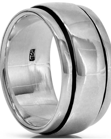 Plain Silver 925 Sterling Silver Ring – 11mm Wide Band, Sizes 7–15, Made in Thailand