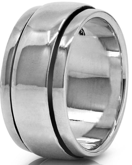 Plain Silver 925 Sterling Silver Ring – 11mm Wide Band, Sizes 7–15, Made in Thailand