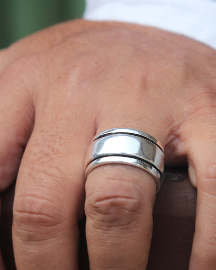 Plain Silver 925 Sterling Silver Ring – 11mm Wide Band, Sizes 7–15, Made in Thailand