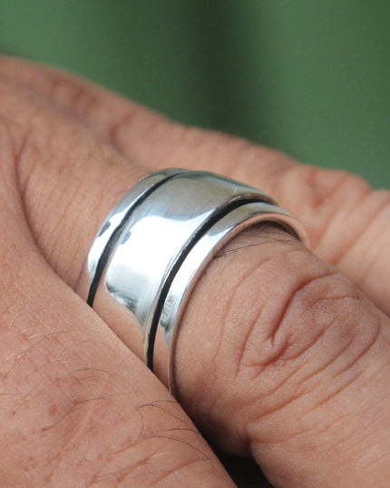 Plain Silver 925 Sterling Silver Ring – 11mm Wide Band, Sizes 7–15, Made in Thailand