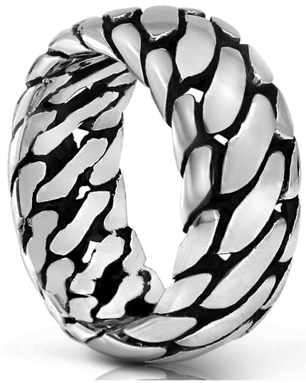 Silver Tire 925 Sterling Silver Ring – 9mm Wide Band, Sizes 7–14, Made in Thailand