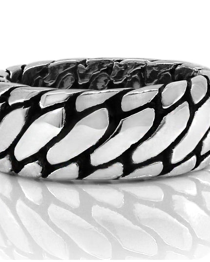 Silver Tire 925 Sterling Silver Ring – 9mm Wide Band, Sizes 7–14, Made in Thailand